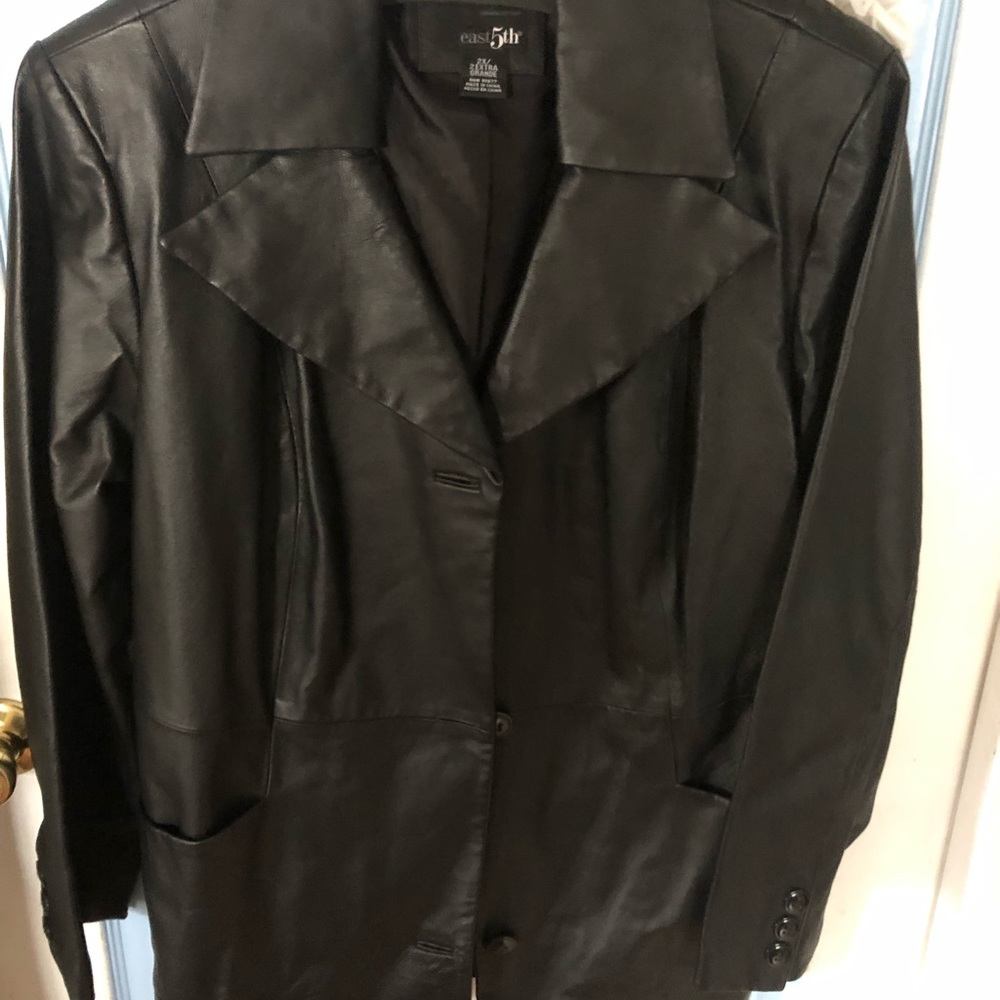 Ladies Black Leather Coat